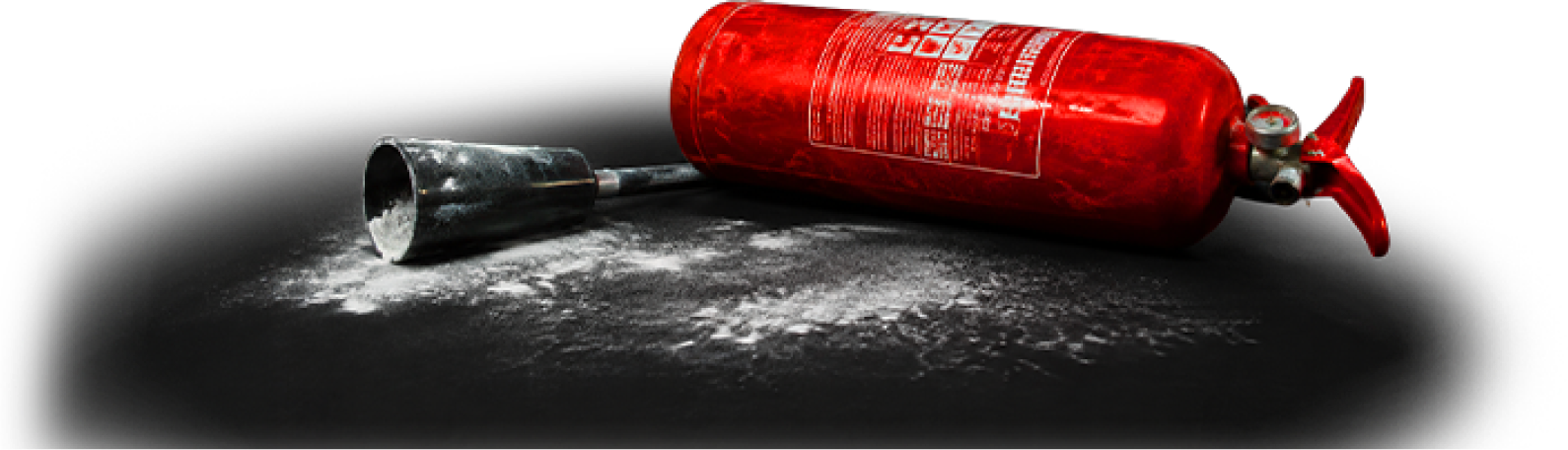 Fire extinguisher discharged on the floor