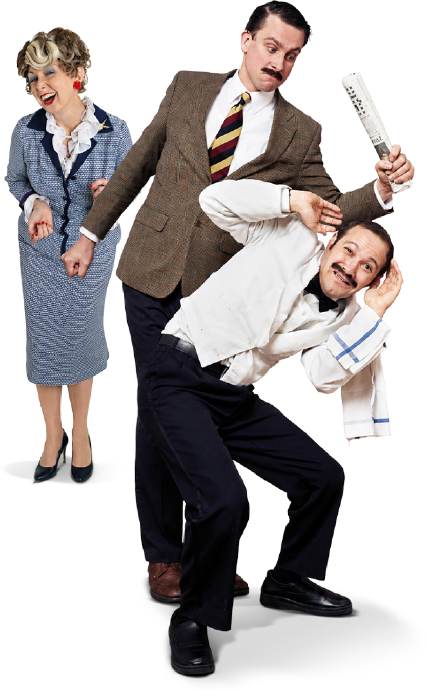 Basil, Sybil and Manuel in costume